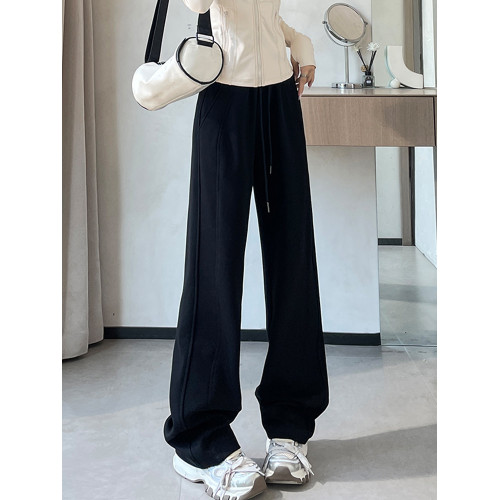 高個子175超長美式運動褲女春秋加長衛褲高腰寬鬆直筒窄版拖地褲