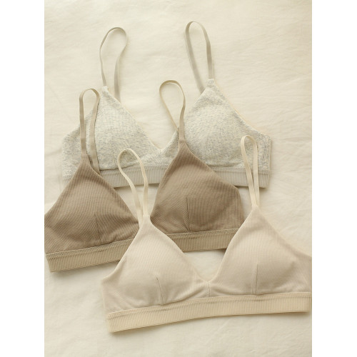 極簡舒適自然胸型無鋼圈內衣女小胸透氣百搭螺紋棉貼身女士胸罩