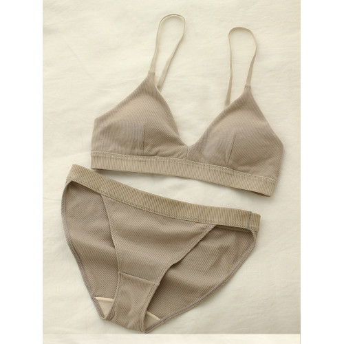 極簡舒適自然胸型無鋼圈內衣女小胸透氣百搭螺紋棉貼身女士胸罩