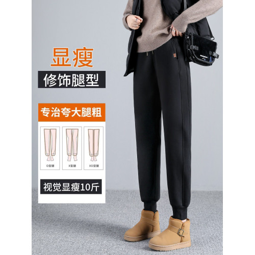 羊羔絨運動褲女秋冬季加絨加厚外穿一條過冬東北特厚棉褲休閒衛褲