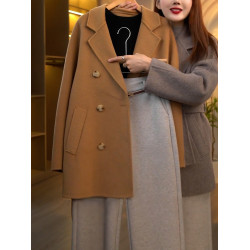 高腰休閒褲秋冬加絨濶腿褲女2025新款西裝褲窄版直筒褲羊毛呢褲子