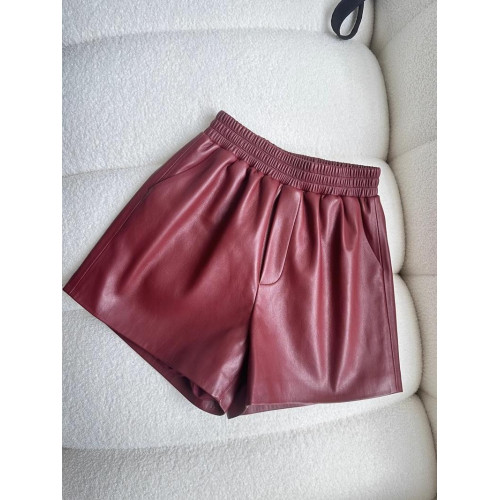 海甯真皮短褲濶腿褲寬鬆直筒外穿休閒顯瘦2025秋冬百搭女美拉德色