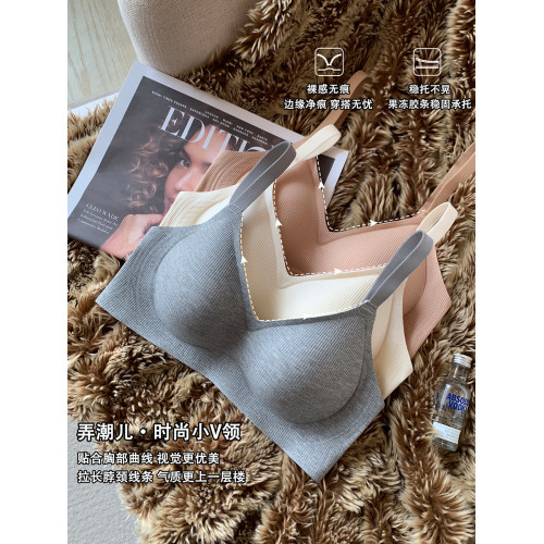 螺紋果凍條內衣女小胸聚攏薄款無鋼圈軟支撐收副乳舒適睡眠文胸罩