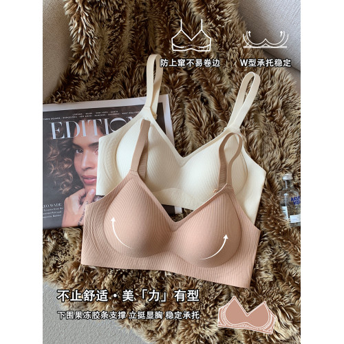 螺紋果凍條內衣女小胸聚攏薄款無鋼圈軟支撐收副乳舒適睡眠文胸罩