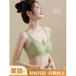 無痕內衣女聚攏小胸無鋼圈防下垂收副乳運動美背文胸夏季薄款胸罩