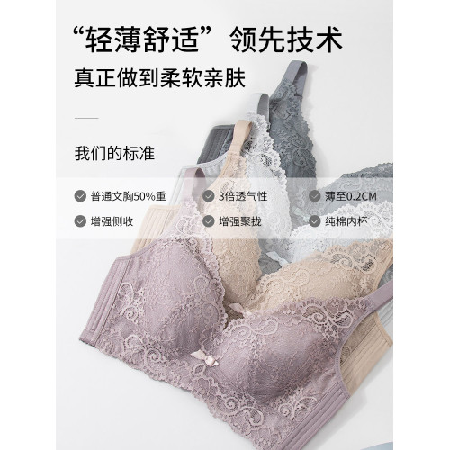 舒適果無鋼圈女內衣薄款bra超薄調整型聚攏大胸顯小舒適透氣文胸