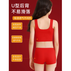 貓人女童本命年紅色內衣內褲套裝2026馬年初中學生少女發育期文胸