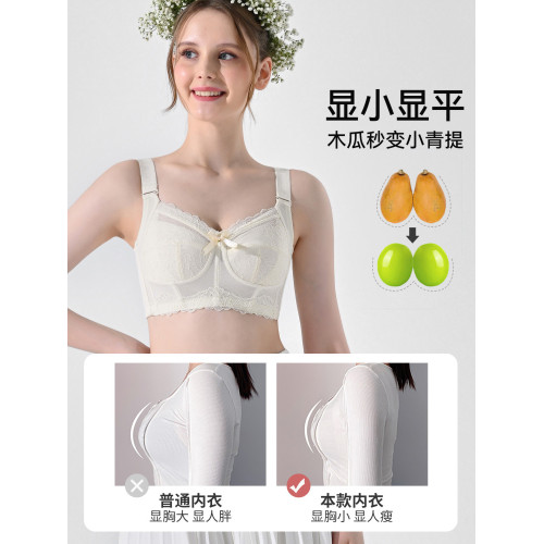 緹姿奴內衣大胸顯小女薄款全罩杯超薄文胸無鋼圈聚攏收副乳防下垂