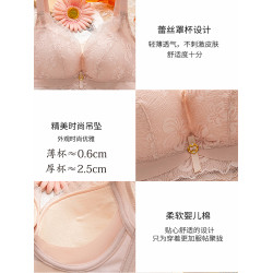 秋冬大紅色蕾絲內衣女小胸聚攏上托薄款蕾絲收副乳無鋼圈中厚文胸