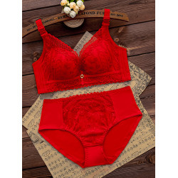 本命年紅色內衣內褲套裝女結婚新娘小胸罩聚攏無鋼圈文胸2026馬年