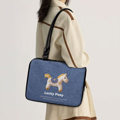 【趣物研所】創意小馬重磅單肩筆記型電腦包適用於蘋果macbook14寸小新air13華爲matebook聯想內膽包收納包