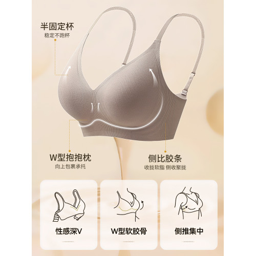 小胸聚攏內衣女2024新款爆款無痕收副乳防下垂調整型秋冬美背文胸