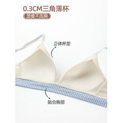 六隻兔子無鋼圈內衣女薄款三角杯胸罩無鋼圈A類面料甜美文胸套裝