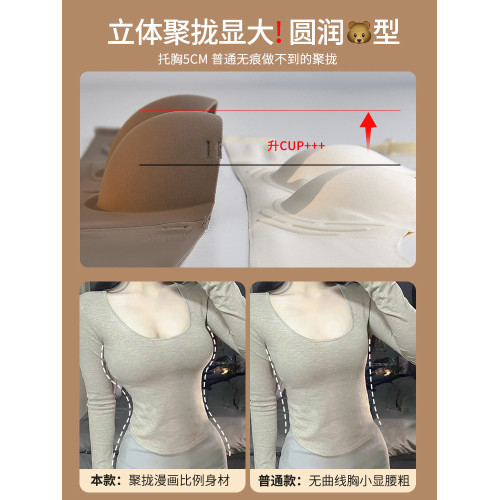 穿出圓圓胸外擴型內衣女小胸聚攏顯大胸罩無痕半杯無肩帶防滑文胸