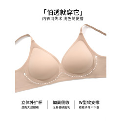 外擴內衣女聚攏小胸顯大無痕裸感粉底液漫畫胸無鋼圈收副乳文胸冬