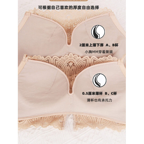 蕾絲防走光裹胸內衣女無鋼圈薄款夏季抹胸文胸聚攏小胸美背細肩帶