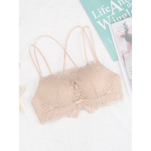 蕾絲防走光裹胸內衣女無鋼圈薄款夏季抹胸文胸聚攏小胸美背細肩帶