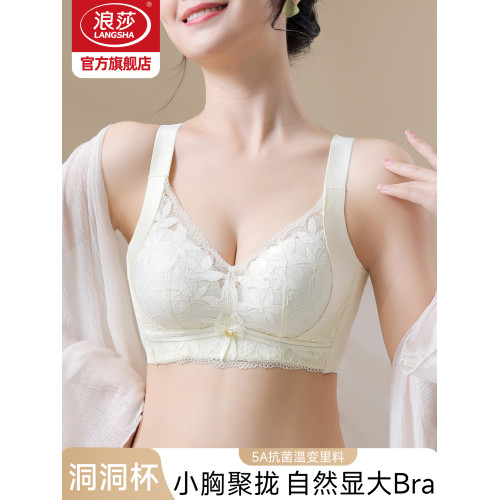浪莎內衣女士小胸顯大聚攏2026新款收副乳防下垂無鋼圈蕾絲文胸DT