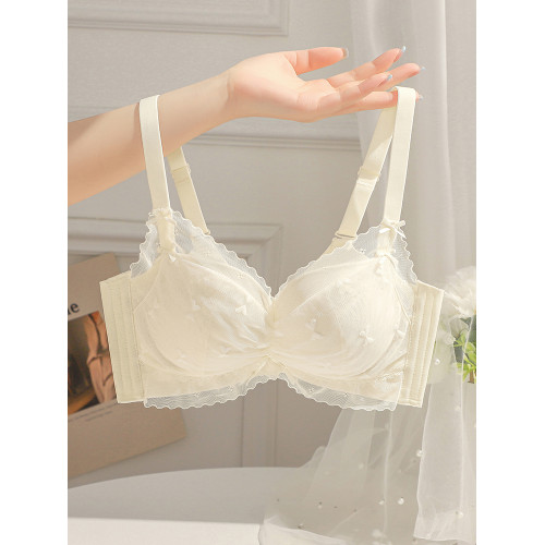 內衣女小胸聚攏顯大調整型無鋼圈收副乳防下垂夏季薄款蕾絲文胸罩