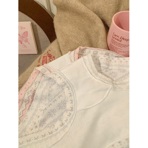 霧織花牋~費爾島高級感女生甜美內褲女士舒適透氣親膚純棉平角褲