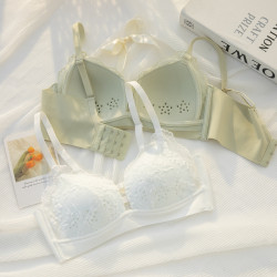 夏季無痕薄款內衣女聚攏少女風無鋼圈收副乳防下垂大胸顯小文胸罩