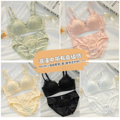 夏季無痕薄款內衣女聚攏少女風無鋼圈收副乳防下垂大胸顯小文胸罩