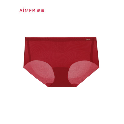愛慕秋冬NONOBRA內褲女本命年紅色淨痕中腰平角褲AM23A771
