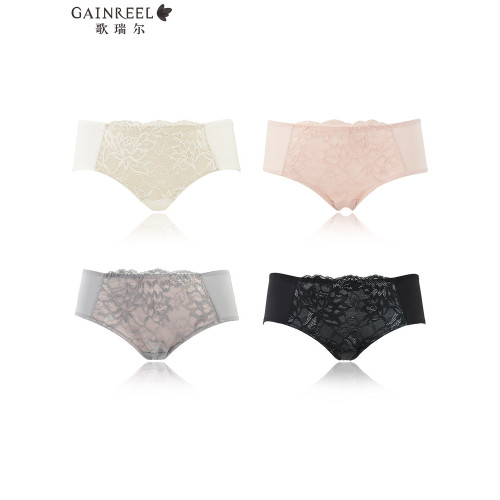 裸感柔軟歌瑞爾新款透氣蕾絲內褲女親膚純棉襠舒適中腰三角褲衩