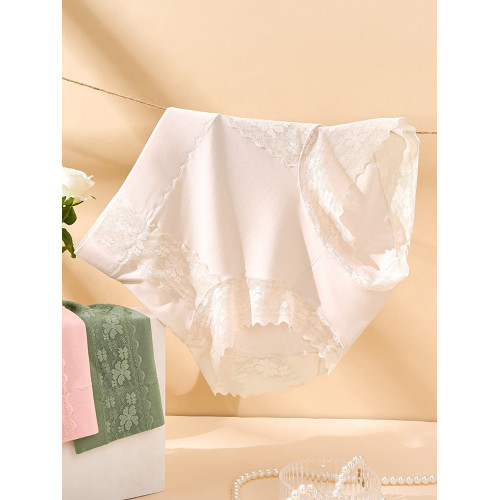 高腰內褲女士胖mm收腹提臀無痕蕾絲大碼莫代爾中年媽媽小平角內褲