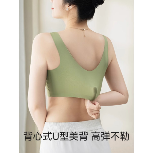 媽媽前釦內衣防下垂收副乳聚攏薄款無痕大碼中老年專用背心式文胸