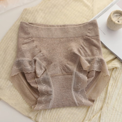 秋冬厚款無縫莫代爾棉收腹提臀緊身中高腰暖宮包臀桑蠶絲女士內褲