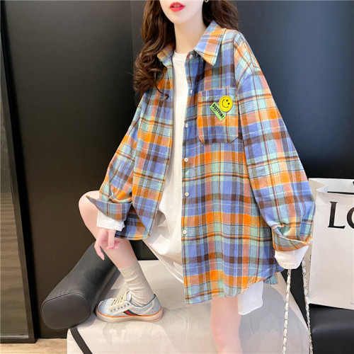 大碼女裝薄款開衫襯衫2026春秋新款設計感小衆中長款格子上衣外套