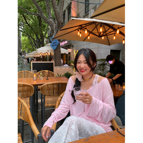 落落狷介粉色薄款長袖上衣罩衫女2025新款設計感兩件套蕾絲防曬衣