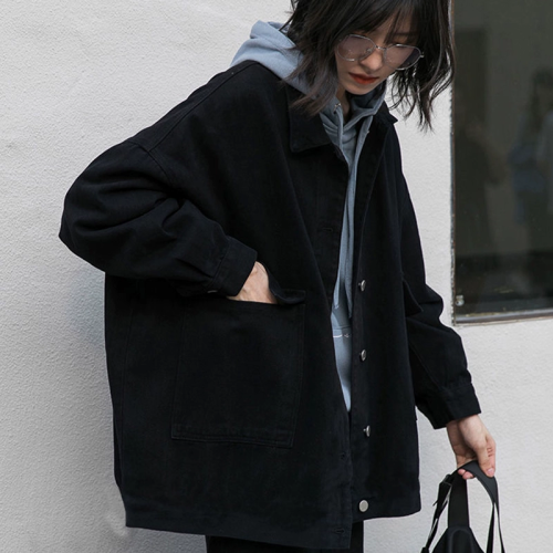 大碼胖妹妹鹽系復古工裝外套女ins潮洋氣高街港風牛仔夾克上衣秋