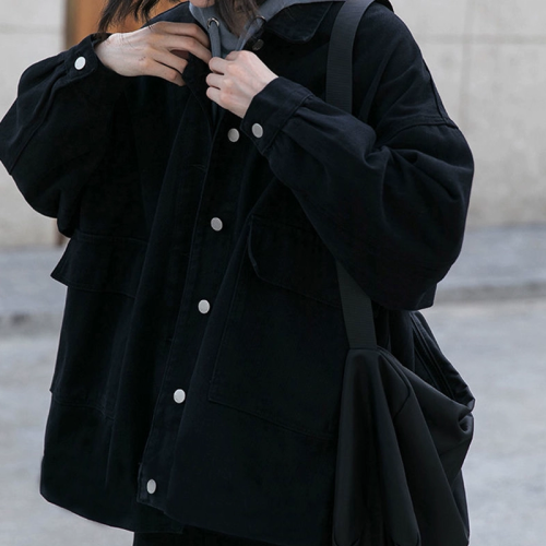 大碼胖妹妹鹽系復古工裝外套女ins潮洋氣高街港風牛仔夾克上衣秋