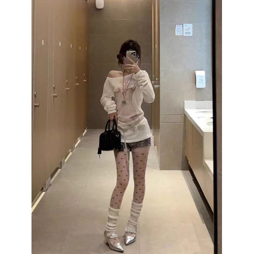 美式復古創意印花微透長袖t恤女夏季修身小個子防曬罩衫顯瘦上衣