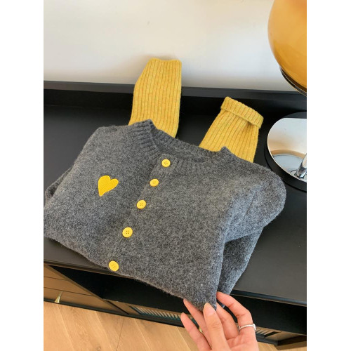 撿漏專櫃撤廻撞色拼接針織開衫女軟糯小個子袖口拼色高級感打底衫