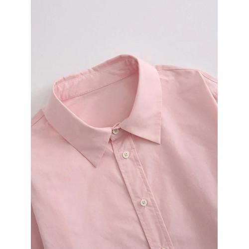 品牌折釦女裝JK短款棉布襯衫女春秋新款韓版寬鬆休閒百搭襯衣上衣