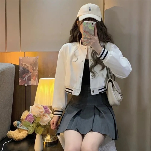 2026秋季新款學院風休閒百搭短款高級感黑色棒球服外套女