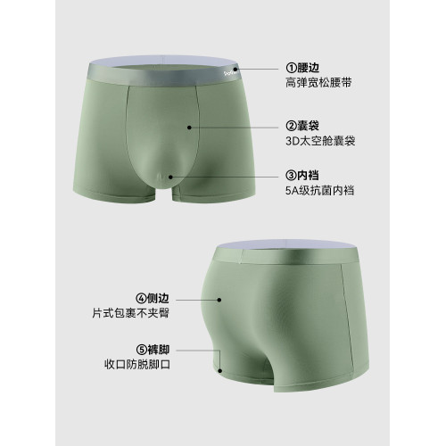 貓人秋冬新款莫代爾男士內褲抗菌透氣四角褲大碼高彈平角短褲褲頭