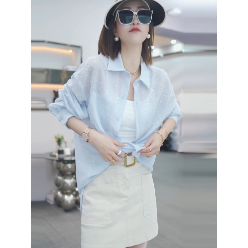 2026新款冰絲防曬襯衫女夏季薄款開衫百搭寬鬆長袖時尚防曬衣長款