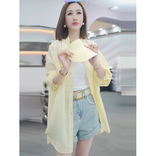 2026新款冰絲防曬襯衫女夏季薄款開衫百搭寬鬆長袖時尚防曬衣長款