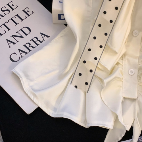 專櫃撤廻剪標法式絲巾蝴蝶結掛脖襯衫女2026夏季款無袖裙擺小上衣