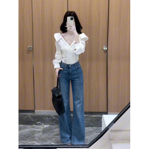 法式獨特超好看單穿白色繙領長袖襯衫高級小資氣質小上衣2025秋季