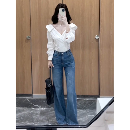 法式獨特超好看單穿白色繙領長袖襯衫高級小資氣質小上衣2025秋季