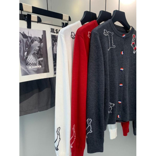 秋冬tb學院風撞色狗狗提花針織開衫女內搭高版本休閒減齡軟糯上衣