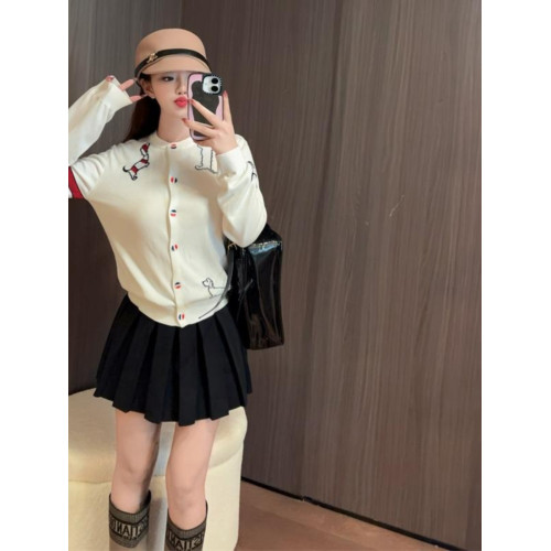 秋冬tb學院風撞色狗狗提花針織開衫女內搭高版本休閒減齡軟糯上衣