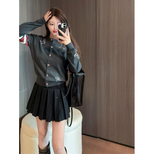 秋冬tb學院風撞色狗狗提花針織開衫女內搭高版本休閒減齡軟糯上衣