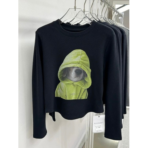 廣州十三行爆款撿漏~卡通狗狗磨毛保暖長袖T恤打底衫小個子上衣女