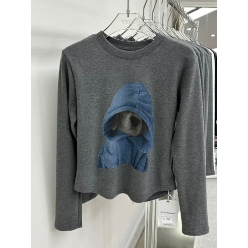 廣州十三行爆款撿漏~卡通狗狗磨毛保暖長袖T恤打底衫小個子上衣女